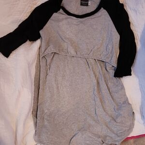 Gray and Black Women's Pajama Top
